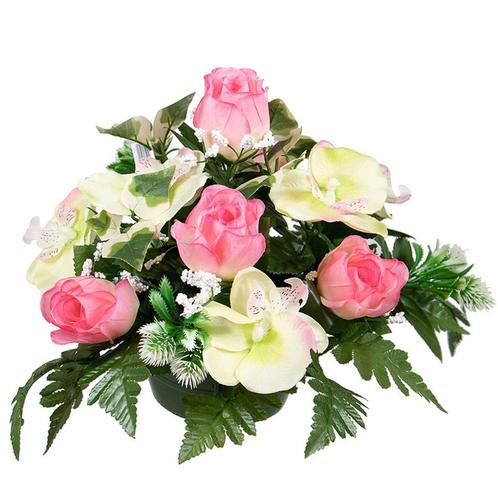 Kunstbloemstuk rozenbot orchidee bes, Huis en Inrichting, Woonaccessoires | Droogbloemen, Nieuw, Ophalen