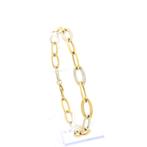 Gouden wijde ankerschakel armband | 21 cm, Handtassen en Accessoires, Armbanden, Ophalen of Verzenden, Gebruikt, Overige kleuren