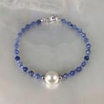 Zonder minimumprijs - Armband Zilver Parel - Tanzaniet -, Nieuw