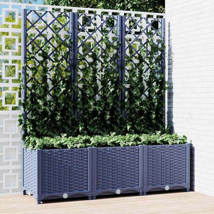 vidaXL Plantenbak met latwerk 120x40x136 cm polypropeen, Tuin en Terras, Bloempotten, Nieuw, Verzenden