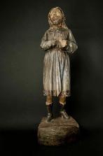 sculptuur, Saint en prière en bois polychrome - 48 cm - Hout