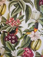 600x140cm! Exclusieve stof Art Dèco met Amazone papegaaien