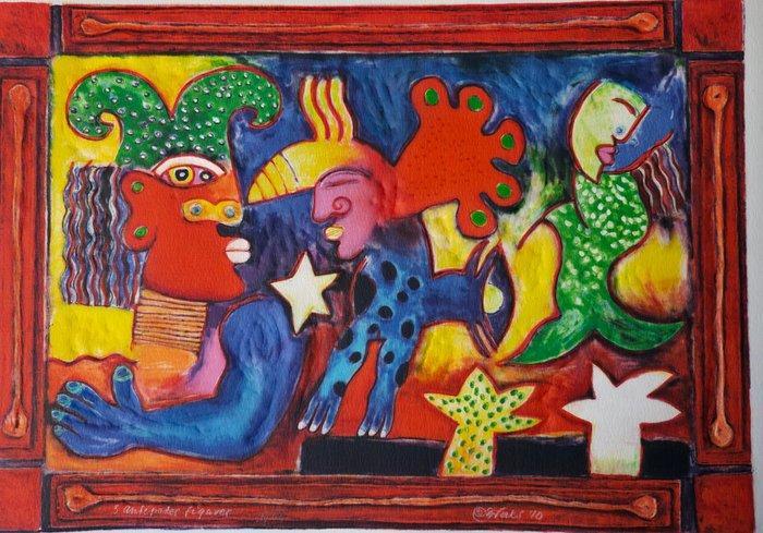 Clemens Briels (1946) - Antripode Figuren (Carborundum), Antiek en Kunst, Antiek | Overige Antiek