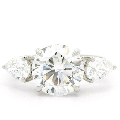 Zonder Minimumprijs - Ring Platina -  3.88ct. tw. Diamant, Handtassen en Accessoires, Ringen
