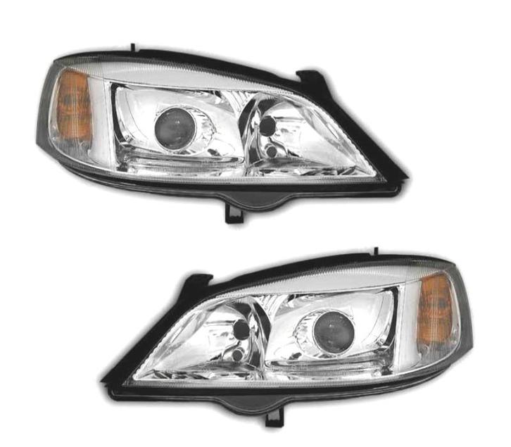 PHARES XÉNON OPEL ASTRA G 97-04 FOND CHROMÉ, Auto-onderdelen, Verlichting, Verzenden