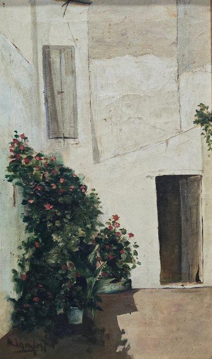 Manel Monfort (XIX) - Jardín en la pared, Antiek en Kunst, Kunst | Schilderijen | Klassiek