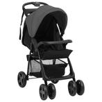 vidaXL Kinderwagen 2-in-1 staal donkergrijs en zwart, Kinderen en Baby's, Verzenden, Nieuw