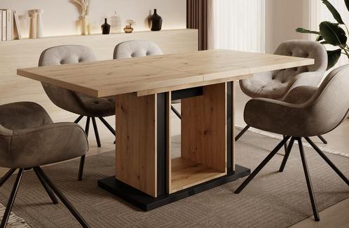 Eetkamertafel Finch Eiken Zwart 180 cm Uitschuifbaar, Maison & Meubles, Tables | Tables à manger, Envoi