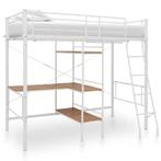 vidaXL Stapelbedframe met tafel metaal wit 90x200 cm, Huis en Inrichting, Slaapkamer | Bedden, Nieuw, Verzenden