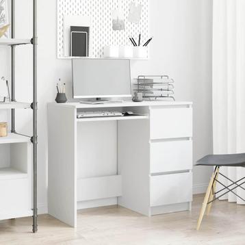 vidaXL Bureau 90x45x76 cm bewerkt hout wit, Huis en Inrichting, Bureaus, Verzenden, Nieuw