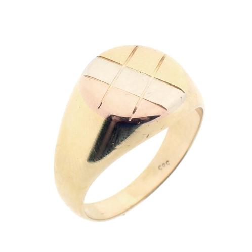 Tricolor gouden heren zegelring (herenring, Gouden Ringen), Handtassen en Accessoires, Ringen, Heer, Overige kleuren, 20 of groter