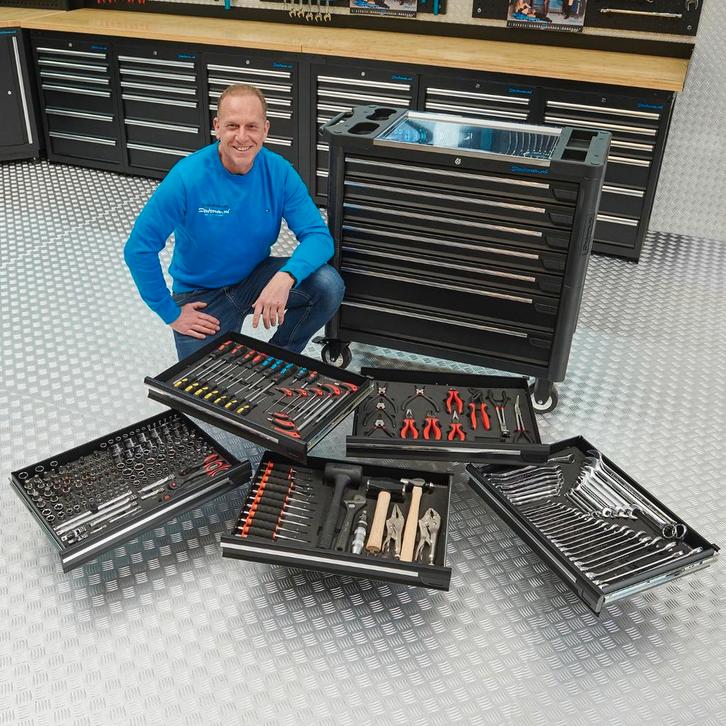 Datona Gereedschapswagen XL + Mach V - Datona - Zwart, Doe-het-zelf en Bouw, Gereedschapskisten, Ophalen of Verzenden