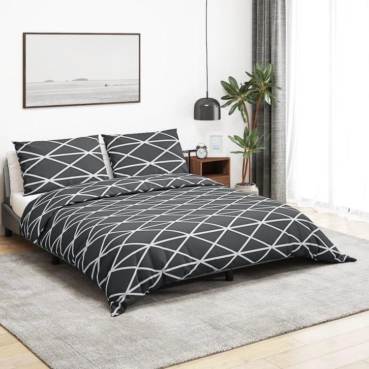vidaXL Dekbedovertrekset 200x200 cm katoen grijs, Maison & Meubles, Chambre à coucher | Linge de lit, Envoi