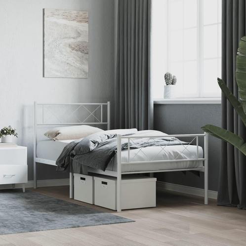 vidaXL Bedframe met hoofd- en voeteneinde metaal wit 90x200, Huis en Inrichting, Slaapkamer | Bedden, Nieuw, Verzenden