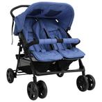 vidaXL Tweelingkinderwagen staal marineblauw, Enfants & Bébés, Poussettes & Combinaisons, Verzenden