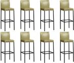 Set van 8 Olijfgroene leren moderne barkrukken - poot, Huis en Inrichting, Overige kleuren, Nieuw, Leer, Ophalen of Verzenden