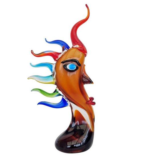 Beeldje - Zonnehoofd - Glas, Antiek en Kunst, Curiosa en Brocante