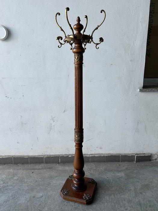 Kapstok - Hout, Messing - kledinghaken, Antiek en Kunst, Curiosa en Brocante