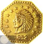 États-Unis. 6 stuks vergulde penningen California gold, Postzegels en Munten