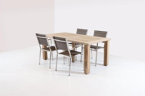4 Seasons Outdoor Plaza tuinset mocca met Louvre tuintafel, Tuin en Terras, Tuinsets en Loungesets