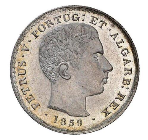 Portugal. D. Pedro V (1853-1861). 500 Reis 1859 - 3º Tipo -, Postzegels en Munten, Munten | Europa | Niet-Euromunten