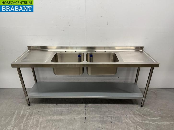 RVS Vogue Spoeltafel Dubbele Spoelbakken 210 cm Horeca, Zakelijke goederen, Horeca | Meubilair en Inrichting, Ophalen of Verzenden