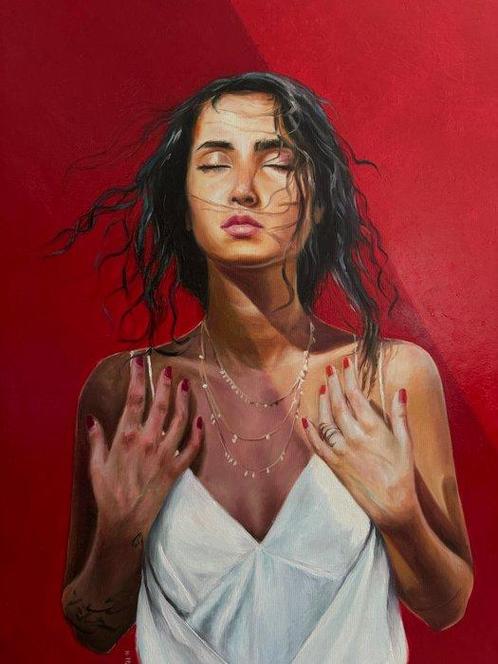 Naghme Hesari - Red Freedom, Antiek en Kunst, Kunst | Schilderijen | Modern