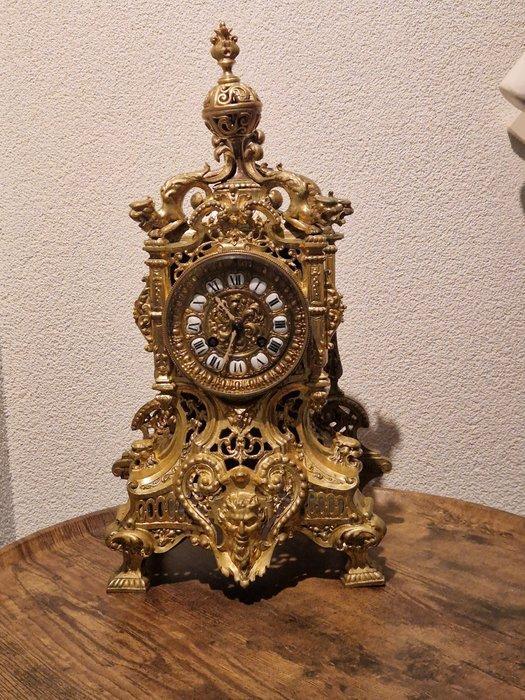 Pendule - Brons, Verchroomd, Verguld, Glas - 1850-1900, Antiek en Kunst, Antiek | Klokken