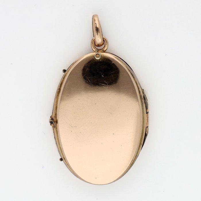 Medaillon - 14 karaat Roségoud - Granaat, Handtassen en Accessoires, Antieke sieraden