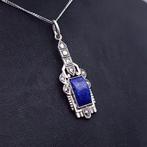 Zilver, Art Deco, Lucite - Ketting met hanger - Markasieten., Antiek en Kunst