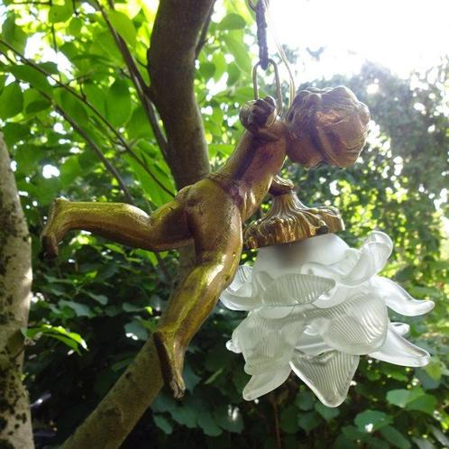 ART Nouveau Jugendstil - Lampe - Métal, Verre - Putto en, Antiek en Kunst, Curiosa en Brocante