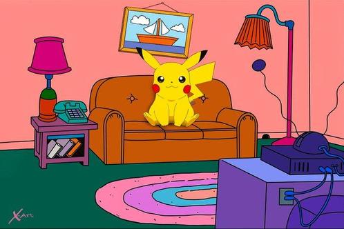 X-Art - Pikachu Simpsons Vibes, Antiek en Kunst, Kunst | Schilderijen | Modern