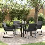 vidaXL Tuin Eettafel Set 5 pcs Zwart Poly rattan, Verzenden, Nieuw