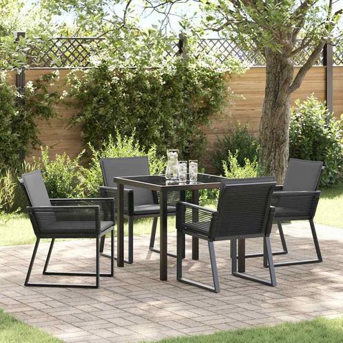 vidaXL Tuin Eettafel Set 5 pcs Zwart Poly rattan, Tuin en Terras, Tuinsets en Loungesets, Nieuw, Verzenden