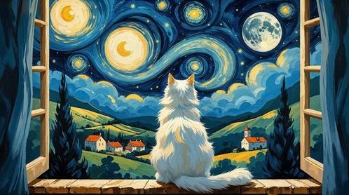 LuisonArt - Notte Stellata Silenziosa - XXL, Antiek en Kunst, Kunst | Schilderijen | Modern