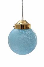 Lampe à suspendre - laiton poli, Opaline - texture tachetée