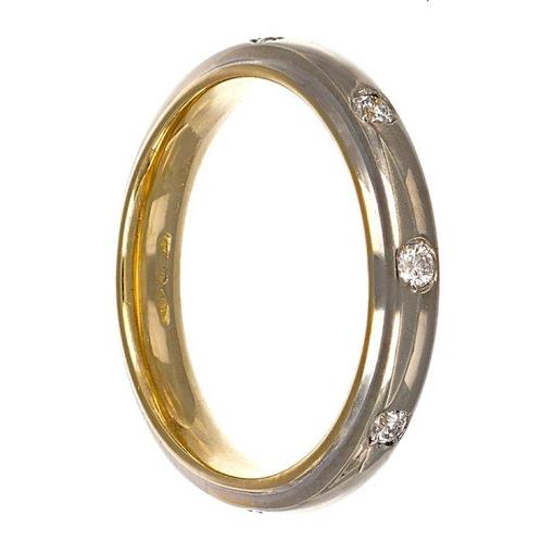 Bague - 18 carats Or blanc, Or jaune -  0.16ct. tw. Diamant, Handtassen en Accessoires, Ringen