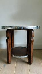 Bijzettafel - Eik - Art deco tafel met Chroom, Antiek en Kunst