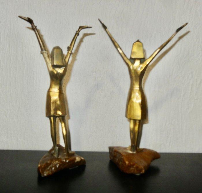 Beeldje, Les bras levés - 2,3 kg - 28 cm - Brons, Antiek en Kunst, Curiosa en Brocante