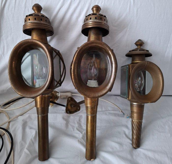 Wandlamp (3) - Glas, Koper - Koetslampen, Antiek en Kunst, Curiosa en Brocante