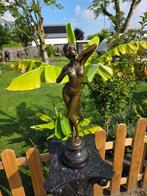 Beeld, Large Bronze Lady in Bikini - 58 cm - Brons, Marmer