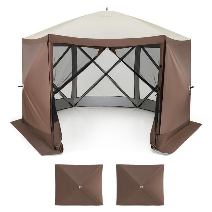 2eChoix | Pavillon pliable Coast 350 x 350 cm couleur café -, Tuin en Terras, Overige Tuin en Terras, Ophalen of Verzenden