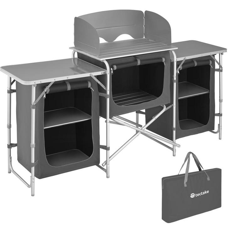 tectake Campingkeuken 172x52x104cm - grijs, Caravans en Kamperen, Kampeeraccessoires, Verzenden