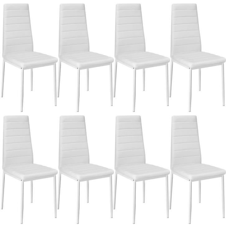 tectake Eetkamerstoelen, kunstleer - wit, Set van 8, Huis en Inrichting, Stoelen, Verzenden