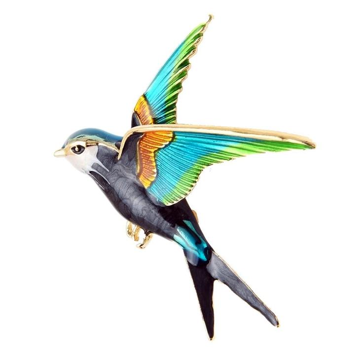 Fako Bijoux - Broche - Vogel - Zwaluw - 50x56mm - Witte Kop, Handtassen en Accessoires, Broches, Verzenden