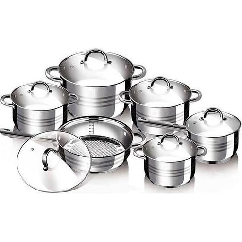 6 delige pannenset - steelpan kookpan en koekenpan -, Huis en Inrichting, Keuken | Potten en Pannen, Verzenden