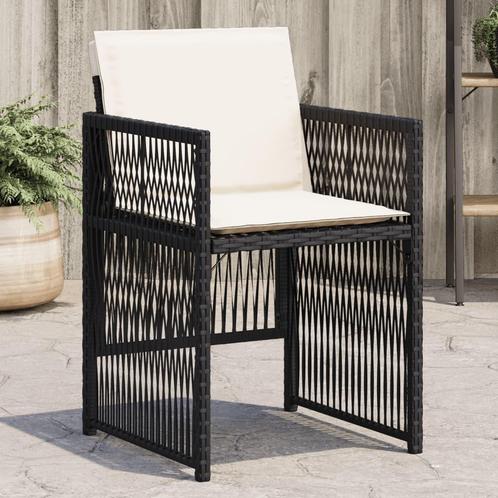 vidaXL Tuinstoelen 4 st met kussens poly rattan zwart, Tuin en Terras, Tuinstoelen, Nieuw, Verzenden