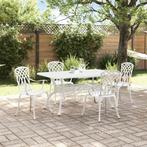 vidaXL Tuin Eettafel Set 5 pcs Wit Aluminium, Verzenden, Nieuw