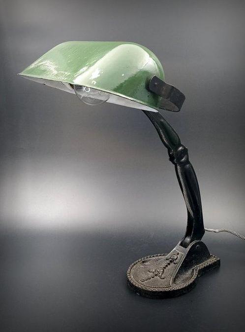 Lampe de bureau - Bankers lamp - Acier, Émail, Porcelaine, Antiquités & Art, Art | Objets design