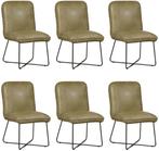 Set van 6 Olijfgroene leren industriële design, Huis en Inrichting, Stoelen, Nieuw, Vijf, Zes of meer stoelen, Modern, Leer